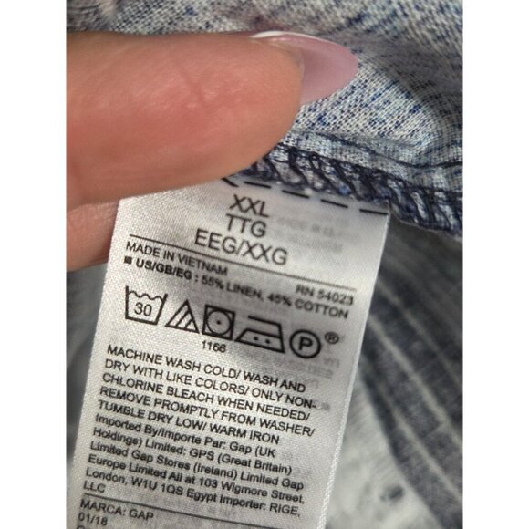 Gap Shorts Size XXL Blue White Stripe Linen Blend Pull On Drawstring Pockets - Picture 3 of 5